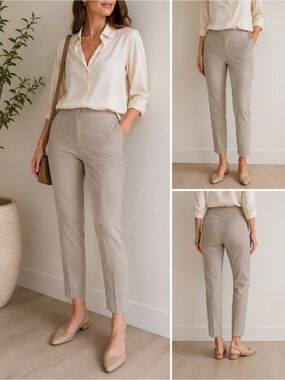 Brunello Cucinelli Beige Ankle Dress Pants US 6 Italy Quiet Luxury Tailored